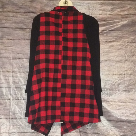 P.S.Kate Buffalo Plaid Red & Black Vest - Picture 4 of 8